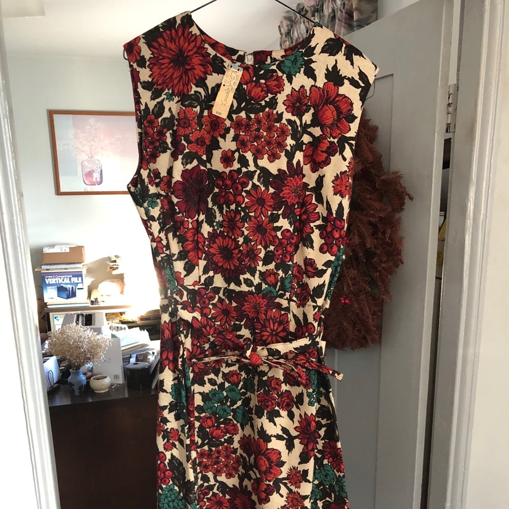Vintage Red Floral Dress, NWT, 1960s